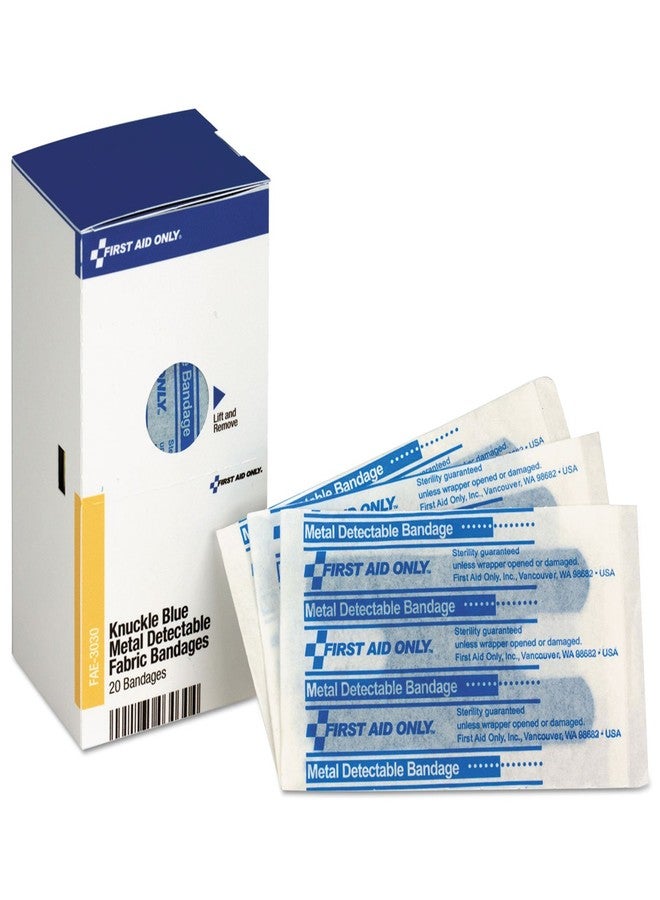 First Aid Only FAE-3030 SmartCompliance Refill Blue Metal Detectable Knuckle Bandages, First Aid Kit Refill Supplies for Business, Food Service, Restaurants, Worksite, and Home, 20 Count - Image 1
